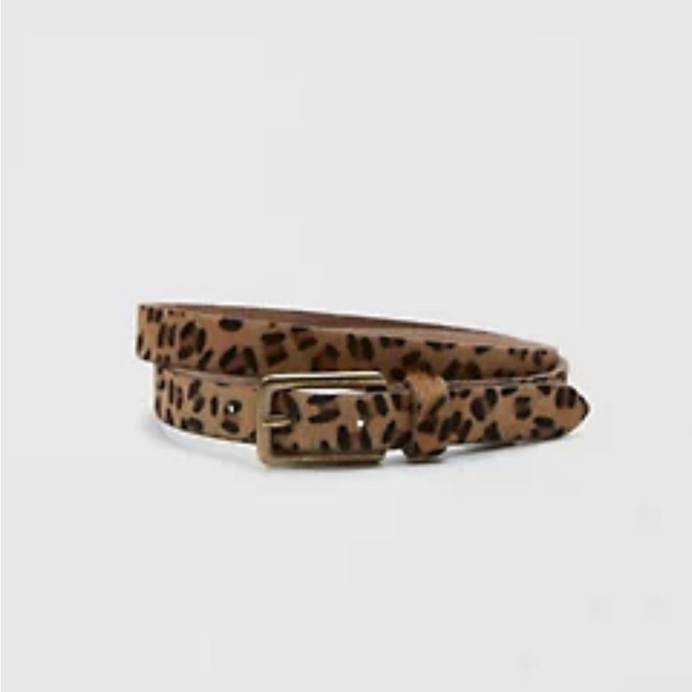 Leopard Skinny Leather Belt